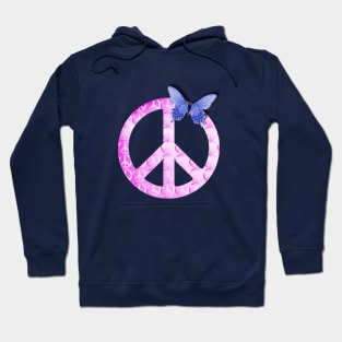 Pastel Pink Peace Sign with Butterfly Hoodie